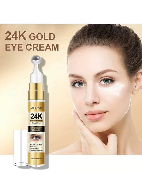 Crema contorno occhi Lanemay 24K Gold, idratante e illuminante, con preziosi estratti d'oro, ideale per la cura del contorno occhi.