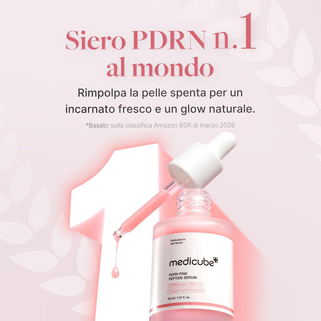 medicube PDRN Pink Peptide Serum with Salmon DNA | Siero con Peptidi e Niacinamide per Idratazione e Pelle dall'Aspetto Più Compatto, Migliora Tono della Pelle, 30ml
