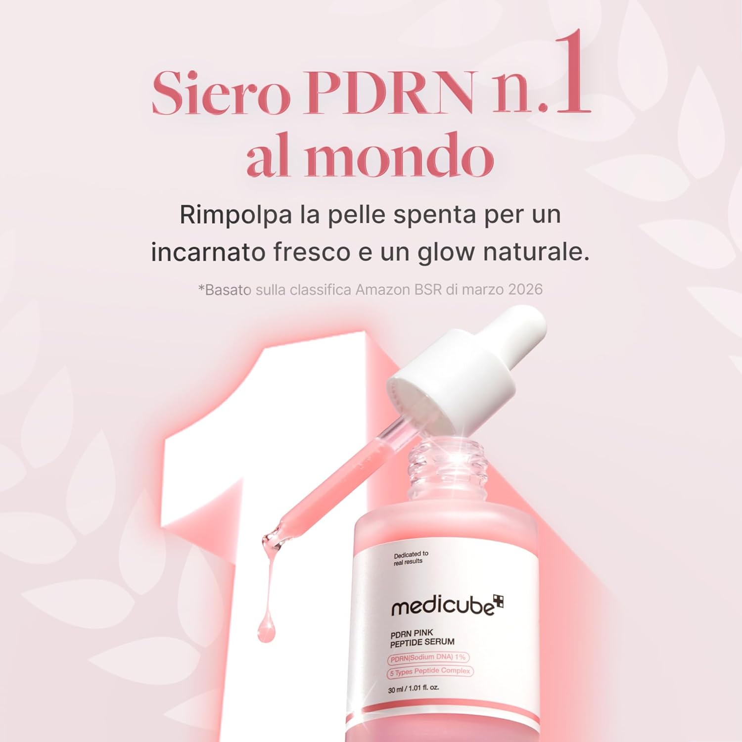 medicube PDRN Pink Peptide Serum with Salmon DNA | Siero con Peptidi e Niacinamide per Idratazione e Pelle dall'Aspetto Più Compatto, Migliora Tono della Pelle, 30ml