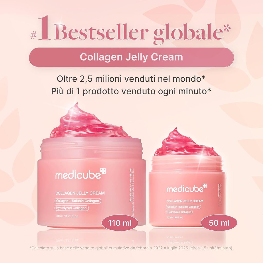 medicube Jelly Cream with Collagen, Niacinamide | Crema Viso con Collagene Idrolizzato, Effetto Idratazione & Glow 24 Ore, Pelle Più Voluminosa e Compatta, 110ml