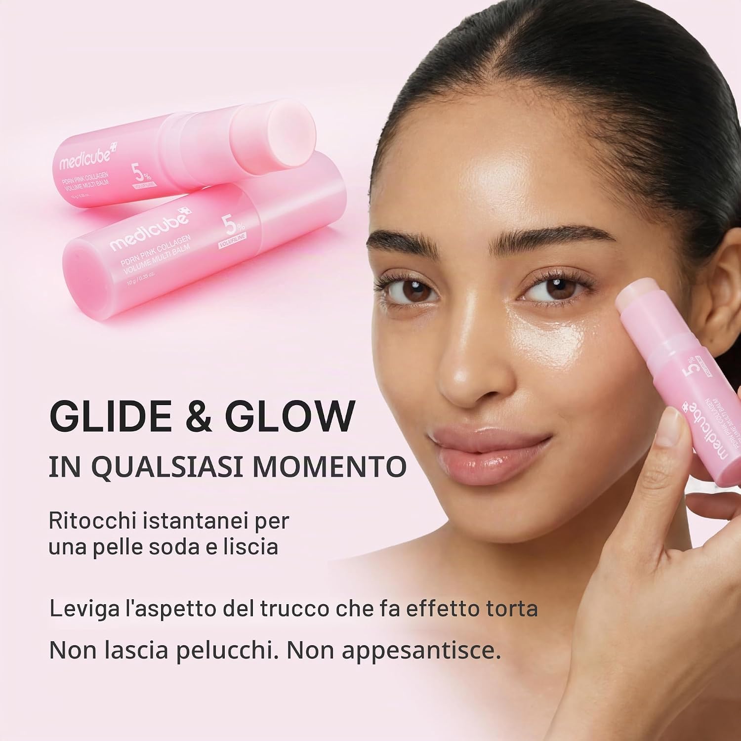 medicube PDRN Pink Collagen Volume Multi Balm Stick | PDRN, NAD e Collagene, Balsamo Multiuso Stick per Viso, Occhi & Collo, Effetto Volumizzante e Rassodante, Skincare Coreana