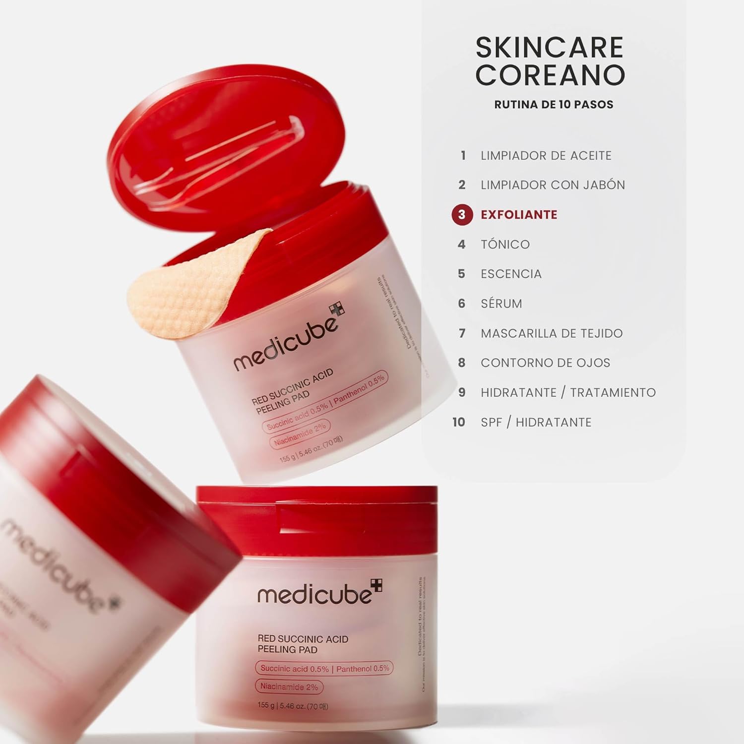 Medicube – Red Succinic Acid Peeling Pad | Pad Esfolianti K-Beauty