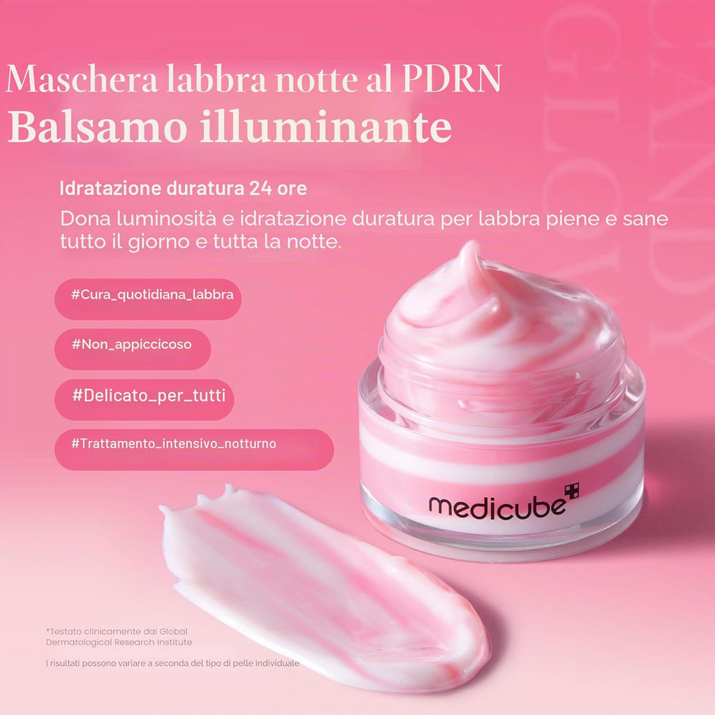 Medicube PDRN maschera per labbra idratante per dormire | PDRN di salmone, collagene, burro di karité per labbra più morbide, idratazione duratura, cura labbra notturna e quotidiana, skincare coreana Visita lo Store di medicube