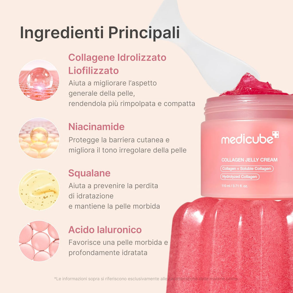 medicube Jelly Cream with Collagen, Niacinamide | Crema Viso con Collagene Idrolizzato, Effetto Idratazione & Glow 24 Ore, Pelle Più Voluminosa e Compatta, 110ml