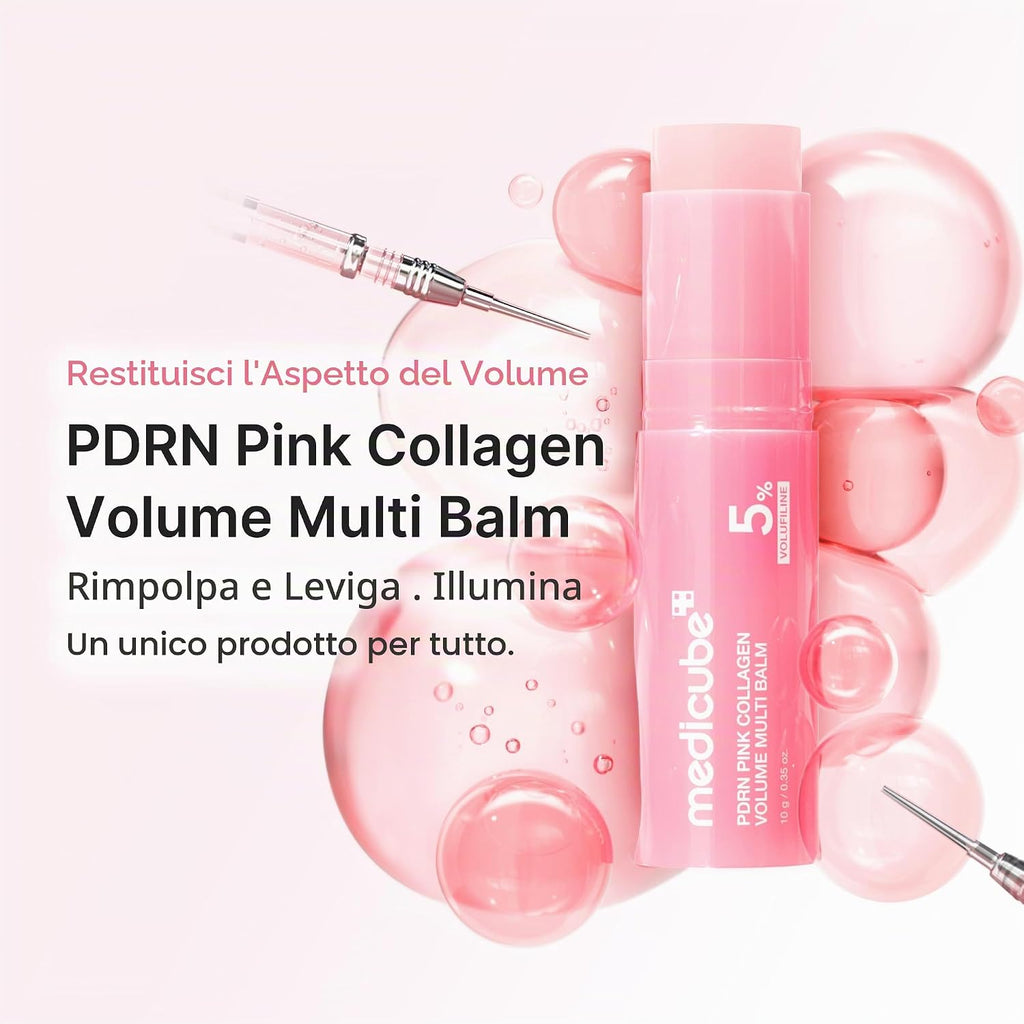 medicube PDRN Pink Collagen Volume Multi Balm Stick | PDRN, NAD e Collagene, Balsamo Multiuso Stick per Viso, Occhi & Collo, Effetto Volumizzante e Rassodante, Skincare Coreana
