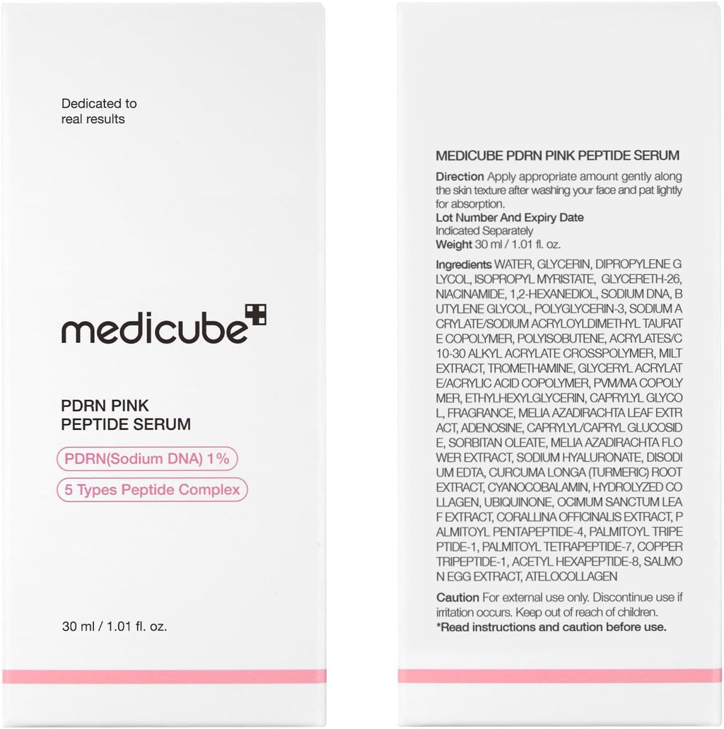 medicube PDRN Pink Peptide Serum with Salmon DNA | Siero con Peptidi e Niacinamide per Idratazione e Pelle dall'Aspetto Più Compatto, Migliora Tono della Pelle, 30ml