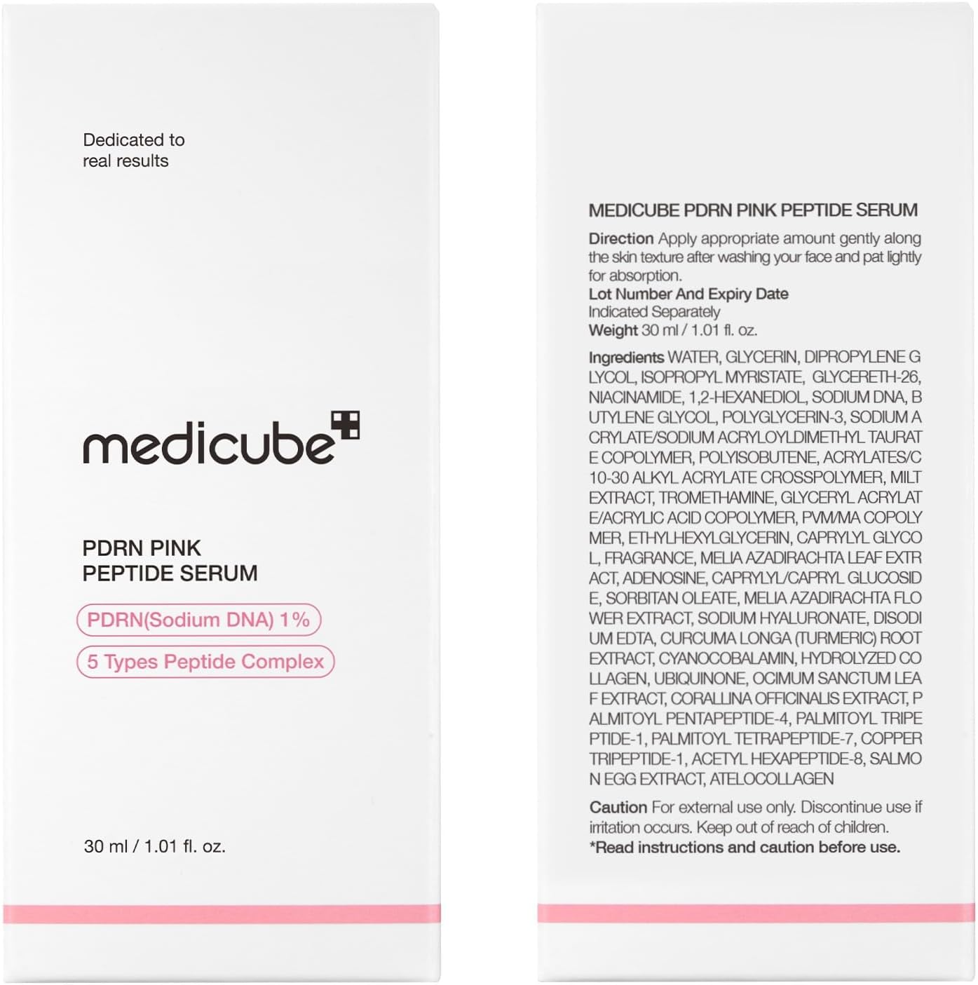 medicube PDRN Pink Peptide Serum with Salmon DNA | Siero con Peptidi e Niacinamide per Idratazione e Pelle dall'Aspetto Più Compatto, Migliora Tono della Pelle, 30ml