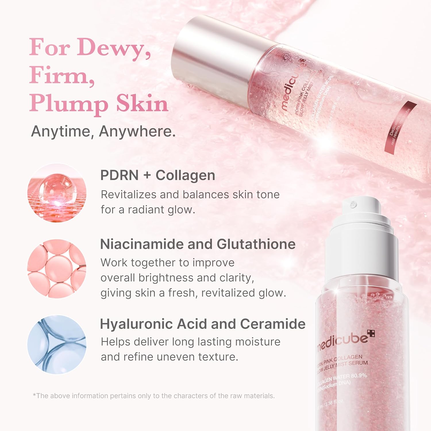medicube Jelly Mist Serum with Pink PDRN Collagen | Spray Jelly Doppia Texture con Niacinamide, Ceramidi e Acido Ialuronico, Idratazione, Luminosità e Pelle Rimpolpata, 100 ml
