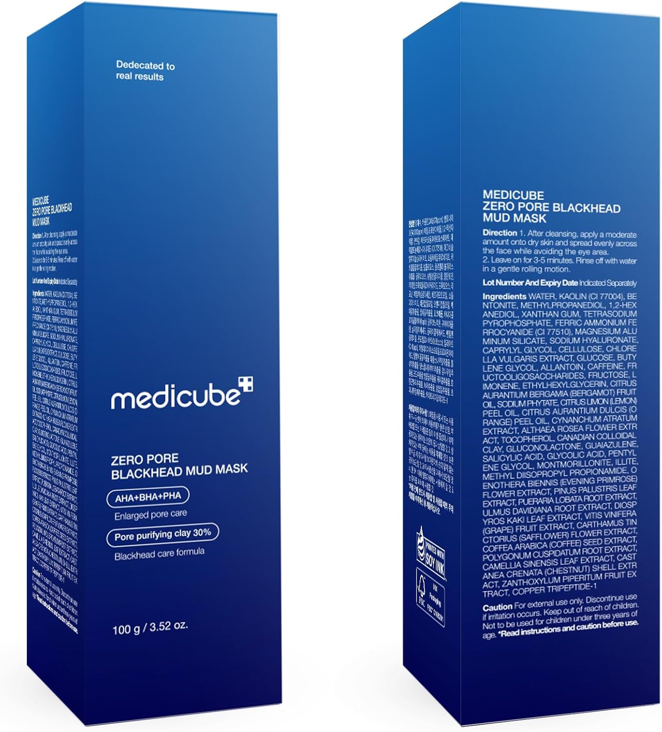 medicube Zero Pore Blackhead Mud Facial Mask | Maschera all'Argilla Coreanaz Rinfrescante, Restringe i Pori, Formula Rapida 3 Minuti con AHA, BHA, PHA & Argilla, 100 g