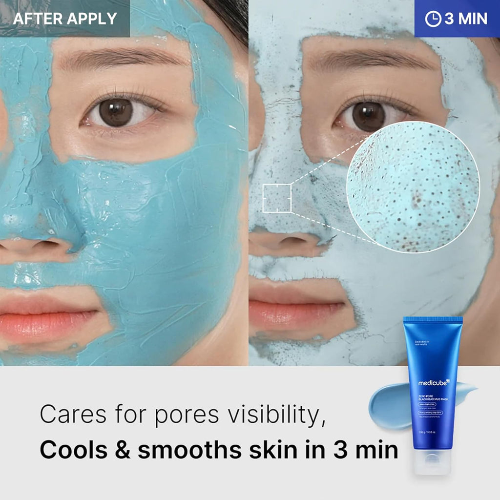 medicube Zero Pore Blackhead Mud Facial Mask | Maschera all'Argilla Coreanaz Rinfrescante, Restringe i Pori, Formula Rapida 3 Minuti con AHA, BHA, PHA & Argilla, 100 g