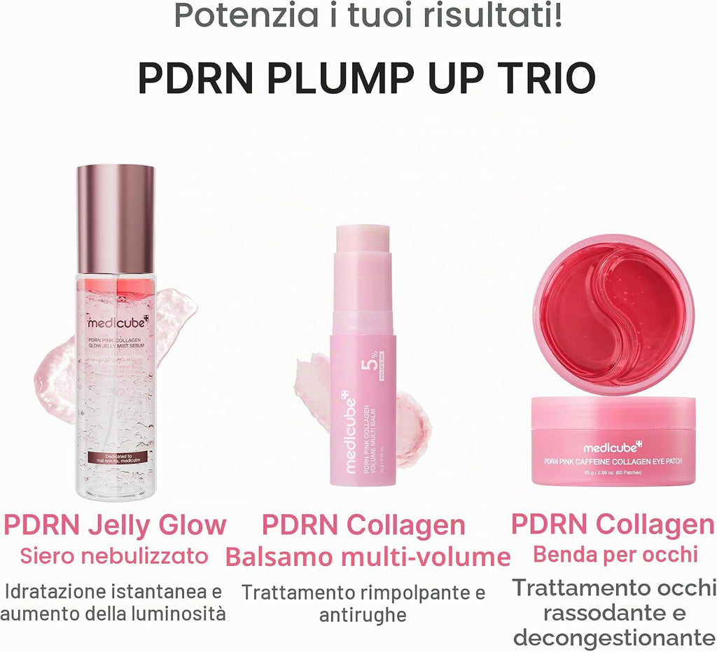 medicube PDRN Pink Collagen Volume Multi Balm Stick | PDRN, NAD e Collagene, Balsamo Multiuso Stick per Viso, Occhi & Collo, Effetto Volumizzante e Rassodante, Skincare Coreana