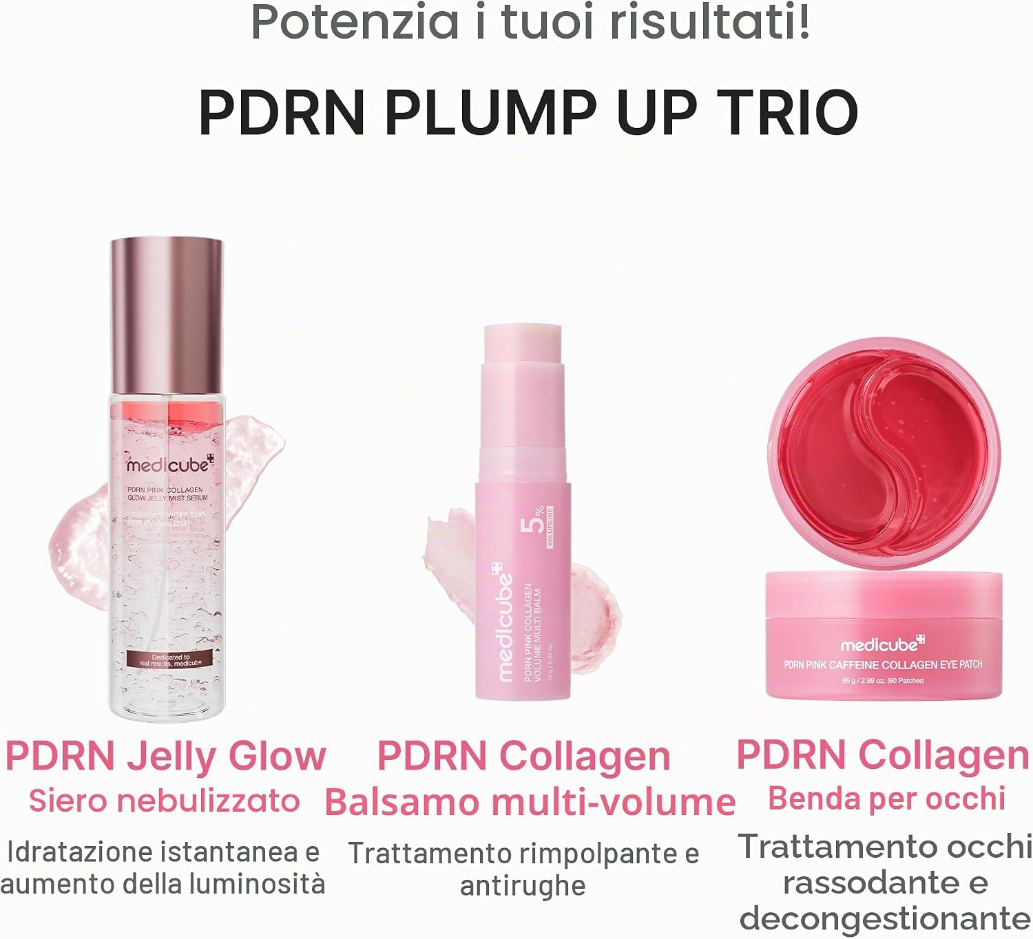 medicube PDRN Pink Collagen Volume Multi Balm Stick | PDRN, NAD e Collagene, Balsamo Multiuso Stick per Viso, Occhi & Collo, Effetto Volumizzante e Rassodante, Skincare Coreana