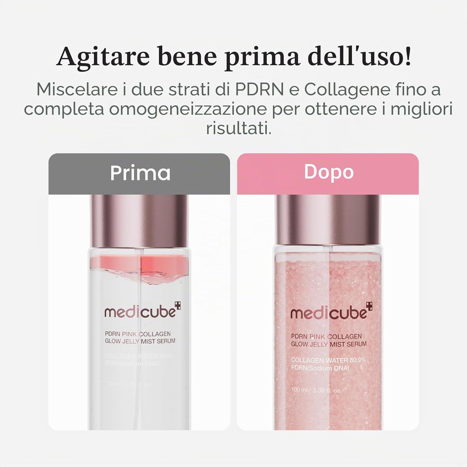 medicube Jelly Mist Serum with Pink PDRN Collagen | Spray Jelly Doppia Texture con Niacinamide, Ceramidi e Acido Ialuronico, Idratazione, Luminosità e Pelle Rimpolpata, 100 ml