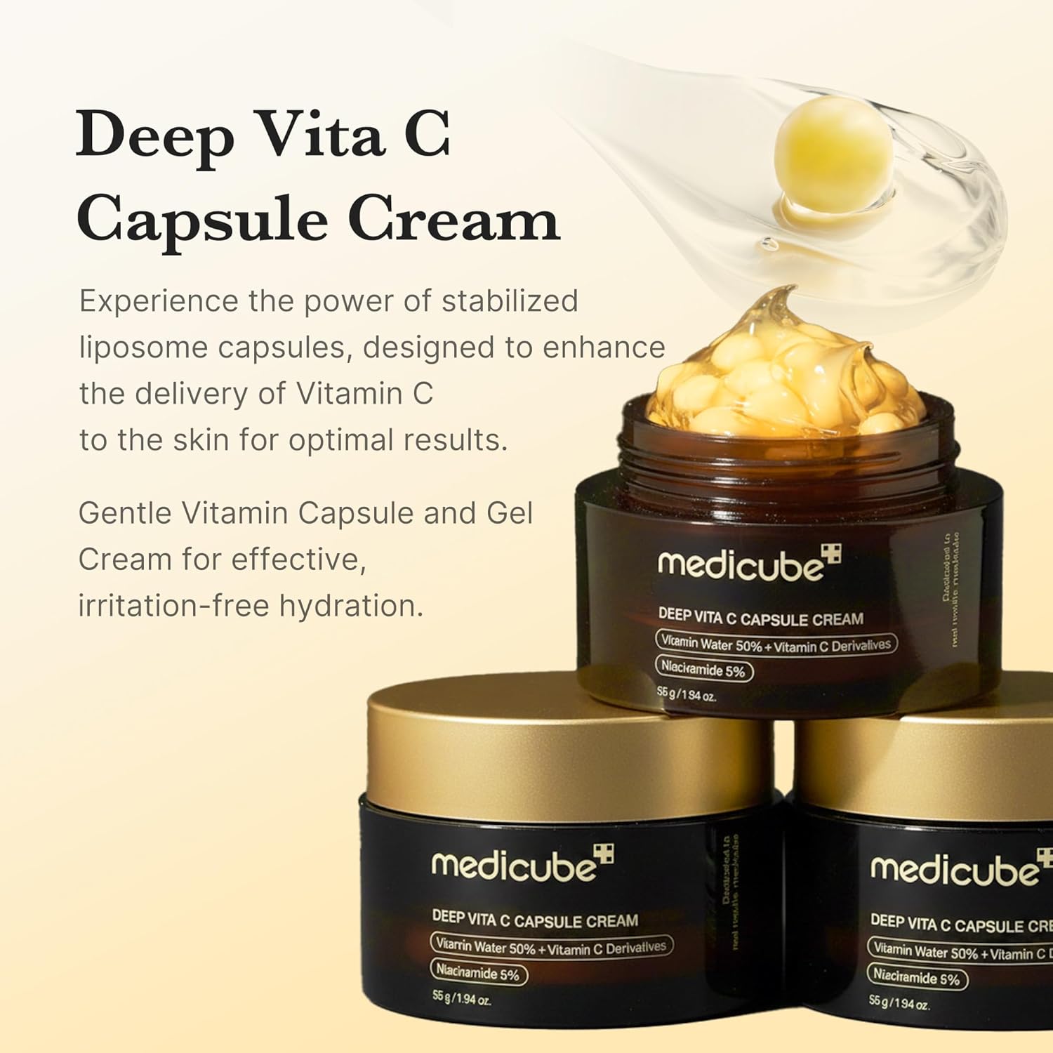 Crema viso Deep Vita C Capsule di Medicube, contenitore con capsule di vitamina C per la cura della pelle.