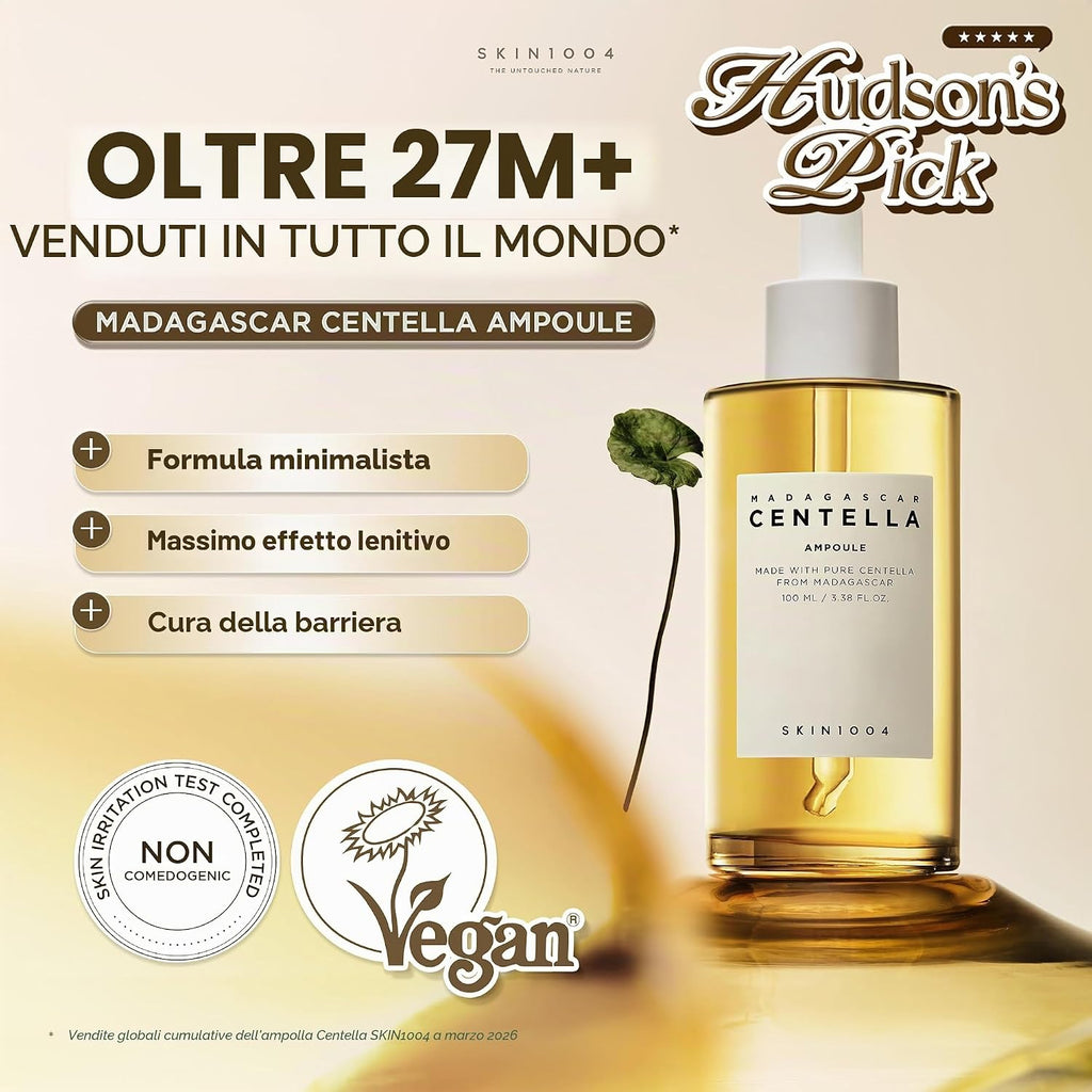 Skin1004, Centella Asiatica del Madagascar / siero viso/estratto 100% di centella asiatica/lenitivo, per pelli sensibili e a tendenza acneica
