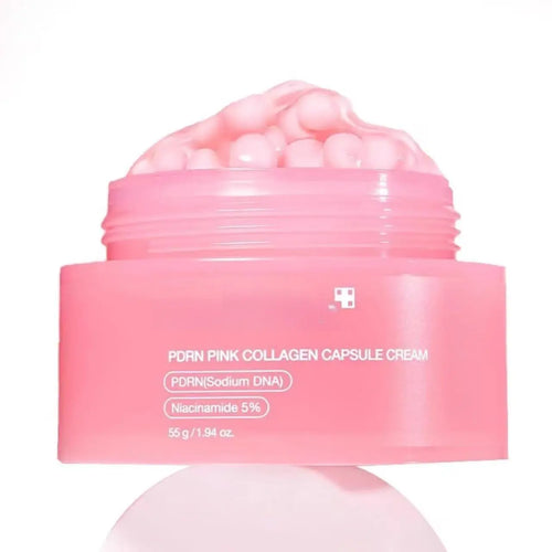 Crema viso Medicube PDRN Pink Collagen con confezione e tubetto, idratante e rimpolpante, ideale per la pelle del viso.